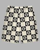 Men's Big & Tall Artistic Contrast Checkerboard Printed Casual Sporty Shorts